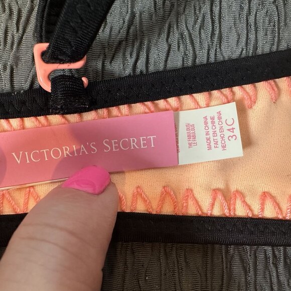 Victoria Secret‎ Color Block Y2K Pink Bikini Top is Size 34C - Picture 5 of 6